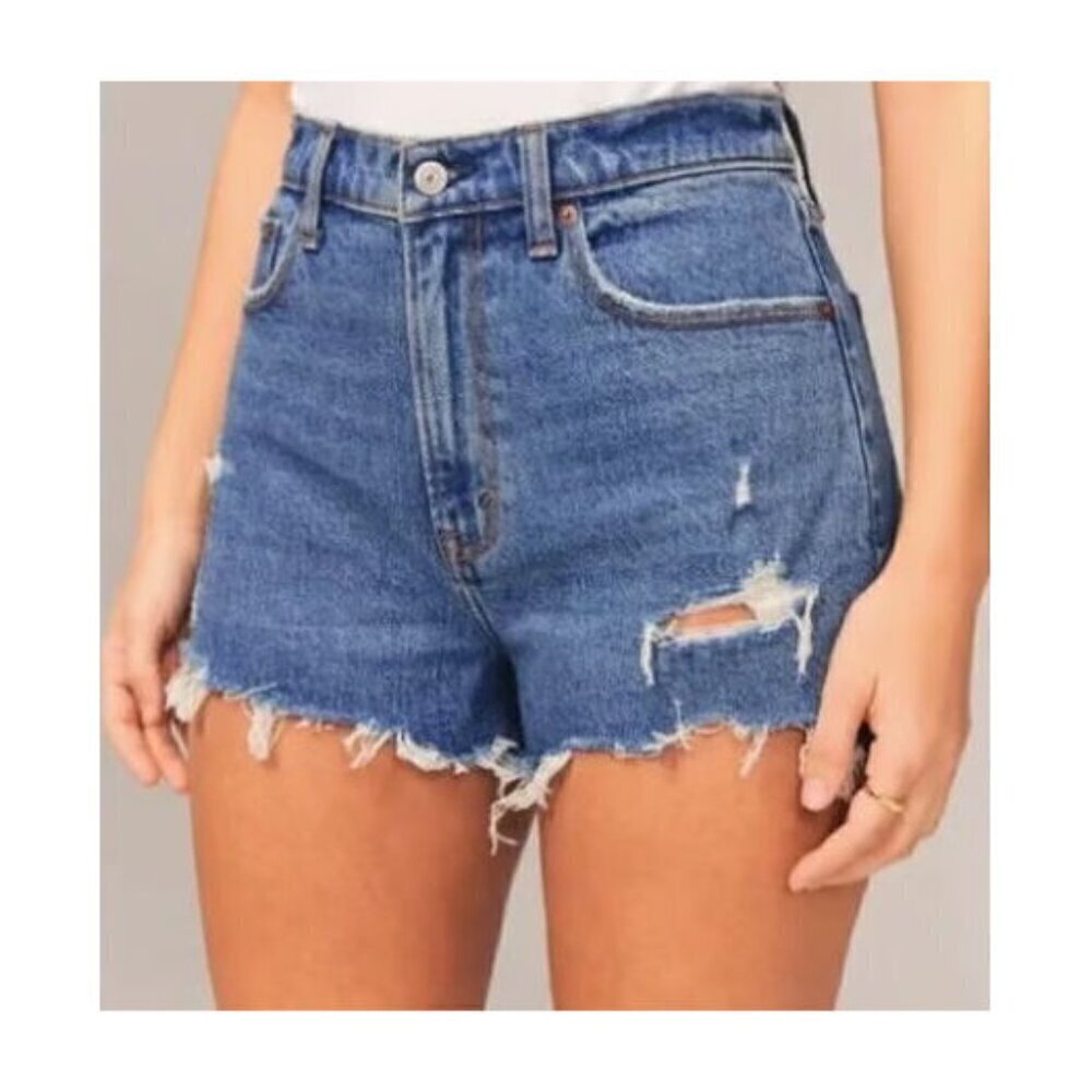 Abercrombie & Fitch Curve Love Cutoff Shorts Size 37 / 24 Distressed High Rise